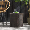 KINGSTOWN RD BARREL SIDE TABLE - Brown Multi + Rattan