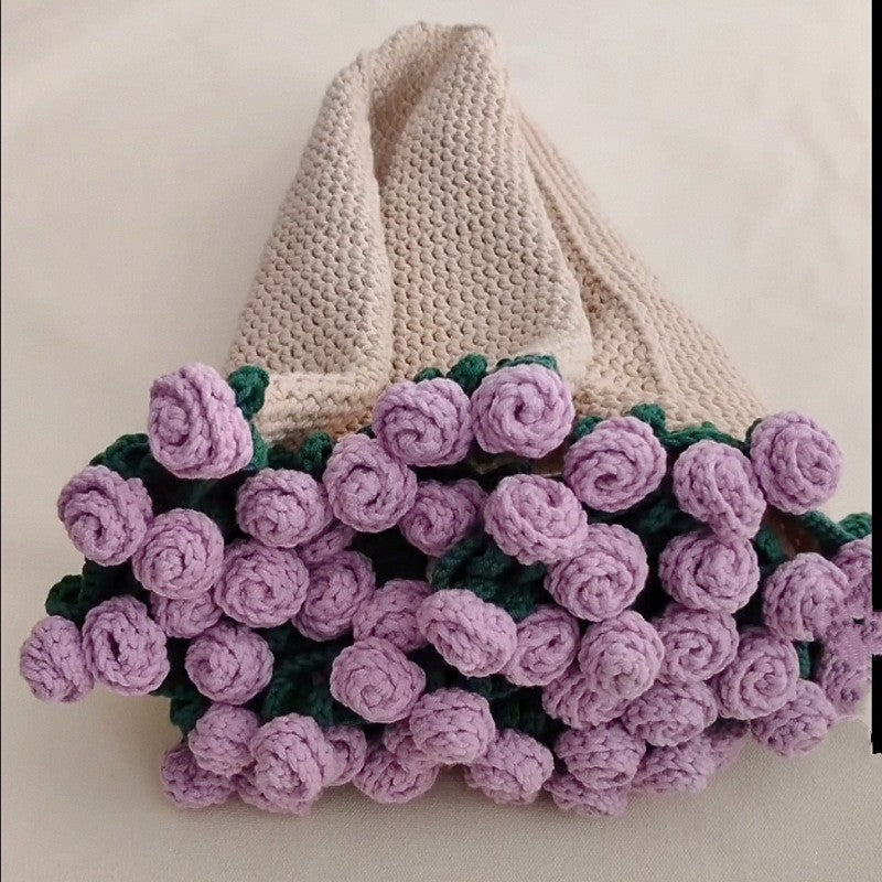 60cm New Creative Rose Bouquet Blanket (Finished), Crocheted Flower Bouquet Gift for Girlfriend