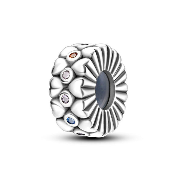 Copper plated S925 silver FOREVER colorful heart clip beads string DIY bracelet necklace