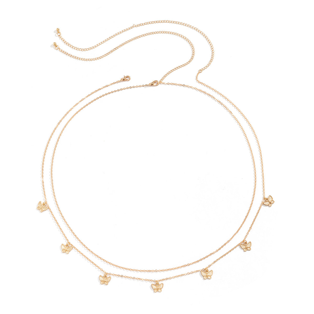 Tassel Butterfly Pendant Double layer Waist Chain for Women's Sexy Street Photography Single circle Metal Body Chain