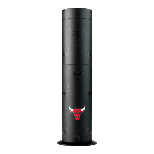 Black cylindrical product with red bull logo on a white background