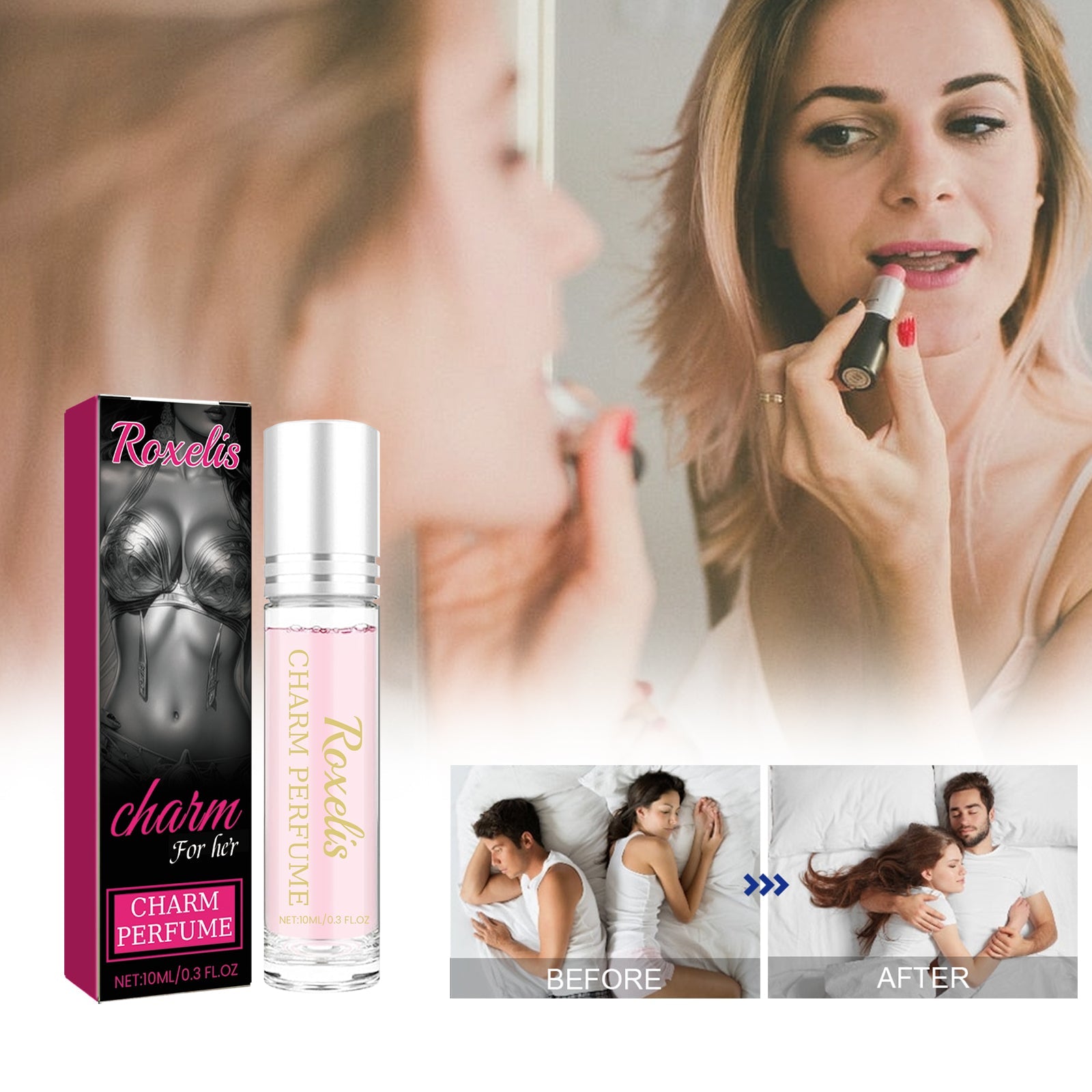 Charm Perfume, Women With Light Fragrance Wrist Neck Legs Lovers Body Fragrance Natural Clear