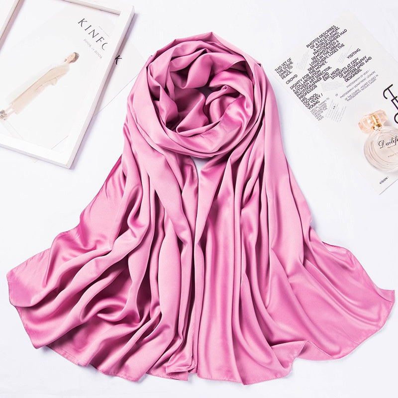 Malaysia bawal 110*110cm Large Square Scarf Single Color Matte Satin Silk Scarf Women's Headscarf Shawl