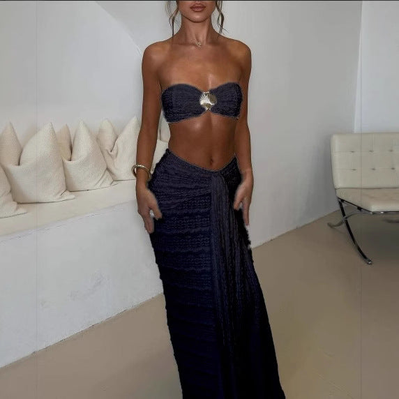 Lace Jacquard Vacation Seaside Leisure Swimsuit Two Piece Set