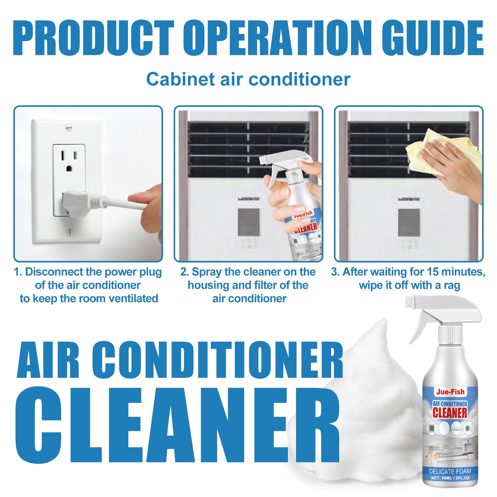 Air Conditioner Cleaner, Household Air Conditioner Hang-Up, Non-Dismantling, Odorless Descaling, Foam Air Conditioner Cleaning