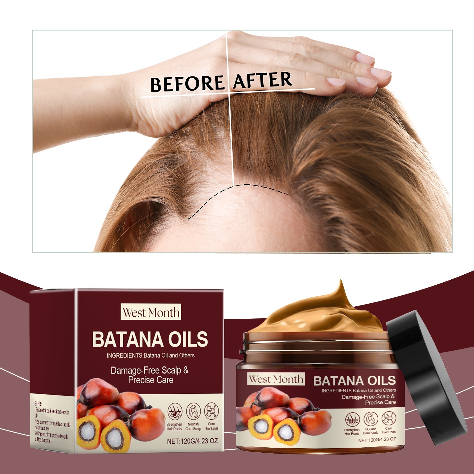 Batana Nourishing Hair Mask, Improve Dry Hair And Frizz Repair Bright And Smooth Hair Mask