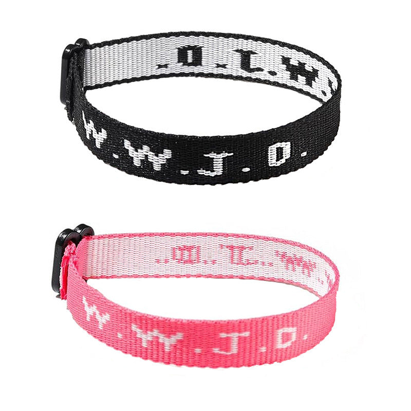 Alphabet Jacquard Printed Wrist Strap Bracelet Strap Unisex WWJD Bracelet Adjustable Bracelet