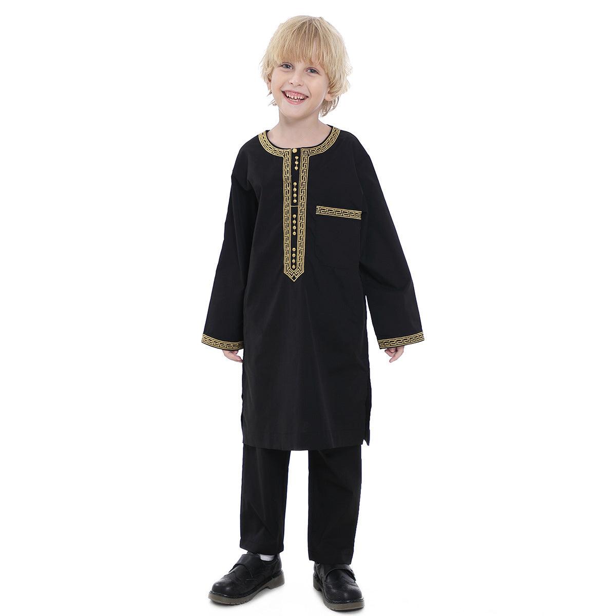 Middle Eastern teenage boy embroidered robe set