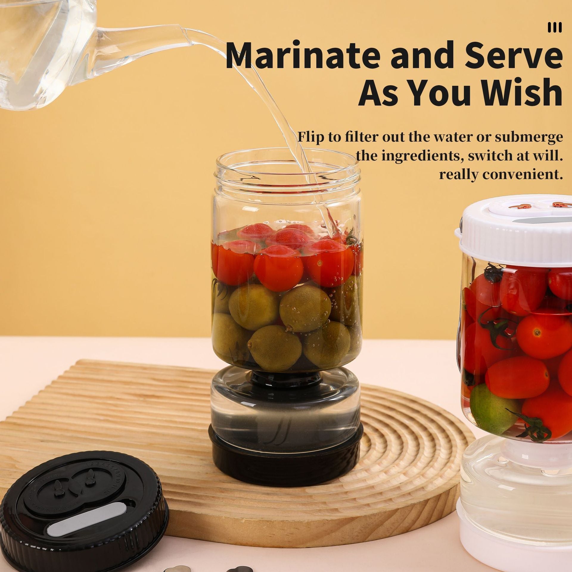 Circular Fifth Generation Dry-Wet Separation Pickle Jar: Sand Timer Glass Container