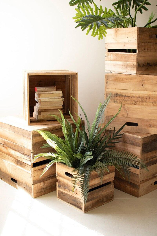SET OF SIX RECYLED PINE DISPLAY CUBES