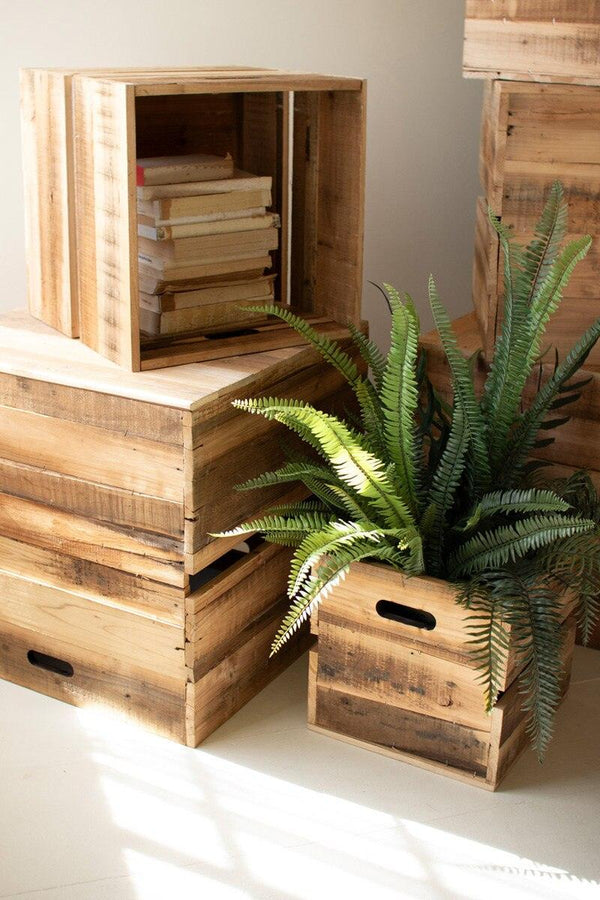 SET OF SIX RECYLED PINE DISPLAY CUBES