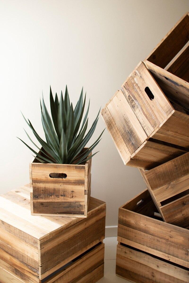 SET OF SIX RECYLED PINE DISPLAY CUBES