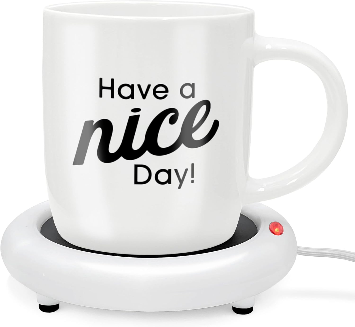 Funny Coffee Mug with Warmer Have a Nice Day Sarcastic Coffee Mug with Electric Heated Base - Novelty Christmas Gift Idea for Coworker/Coffee Lover, Men/Women (Gift Boxed)