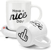 Funny Coffee Mug with Warmer Have a Nice Day Sarcastic Coffee Mug with Electric Heated Base - Novelty Christmas Gift Idea for Coworker/Coffee Lover, Men/Women (Gift Boxed)