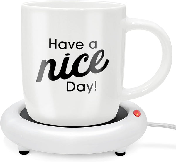 Funny Coffee Mug with Warmer Have a Nice Day Sarcastic Coffee Mug with Electric Heated Base - Novelty Christmas Gift Idea for Coworker/Coffee Lover, Men/Women (Gift Boxed)