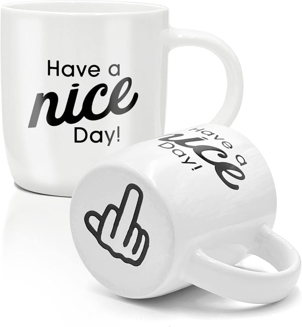 Funny Coffee Mug with Warmer Have a Nice Day Sarcastic Coffee Mug with Electric Heated Base - Novelty Christmas Gift Idea for Coworker/Coffee Lover, Men/Women (Gift Boxed)
