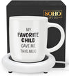 Coffee Mug with Electric Warmer, Gift for Mom or Dad with Heated Base - Great for Coffee Lover Parent, Birthday, Christmas, My Favorite Child Gave Me This Mug (12oz) Gift Boxed