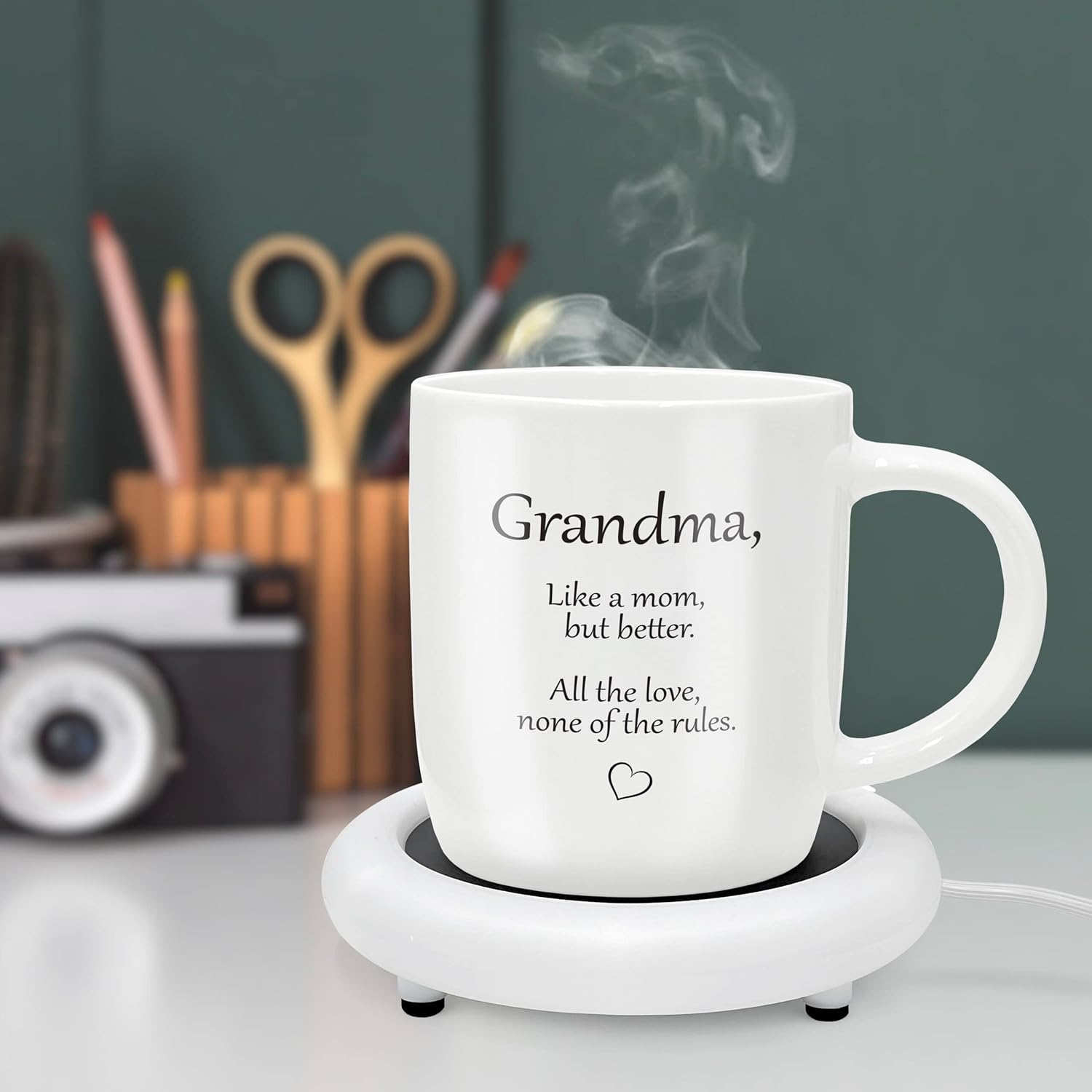SoHo Funny Gift for Grandma, Coffee Mug with Warmer, Electric Heated Cup for Coffee Lover Gifts for Birthday/Christmas, 12oz (Gift Boxed)