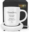 SoHo Funny Gift for Grandma, Coffee Mug with Warmer, Electric Heated Cup for Coffee Lover Gifts for Birthday/Christmas, 12oz (Gift Boxed)