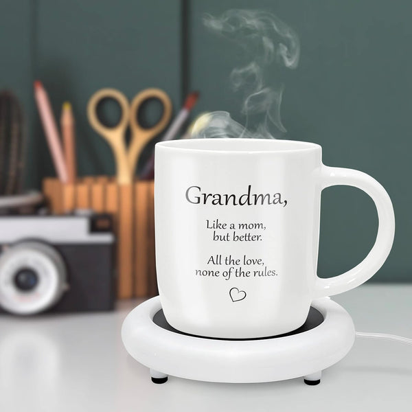 SoHo Funny Gift for Grandma, Coffee Mug with Warmer, Electric Heated Cup for Coffee Lover Gifts for Birthday/Christmas, 12oz (Gift Boxed)