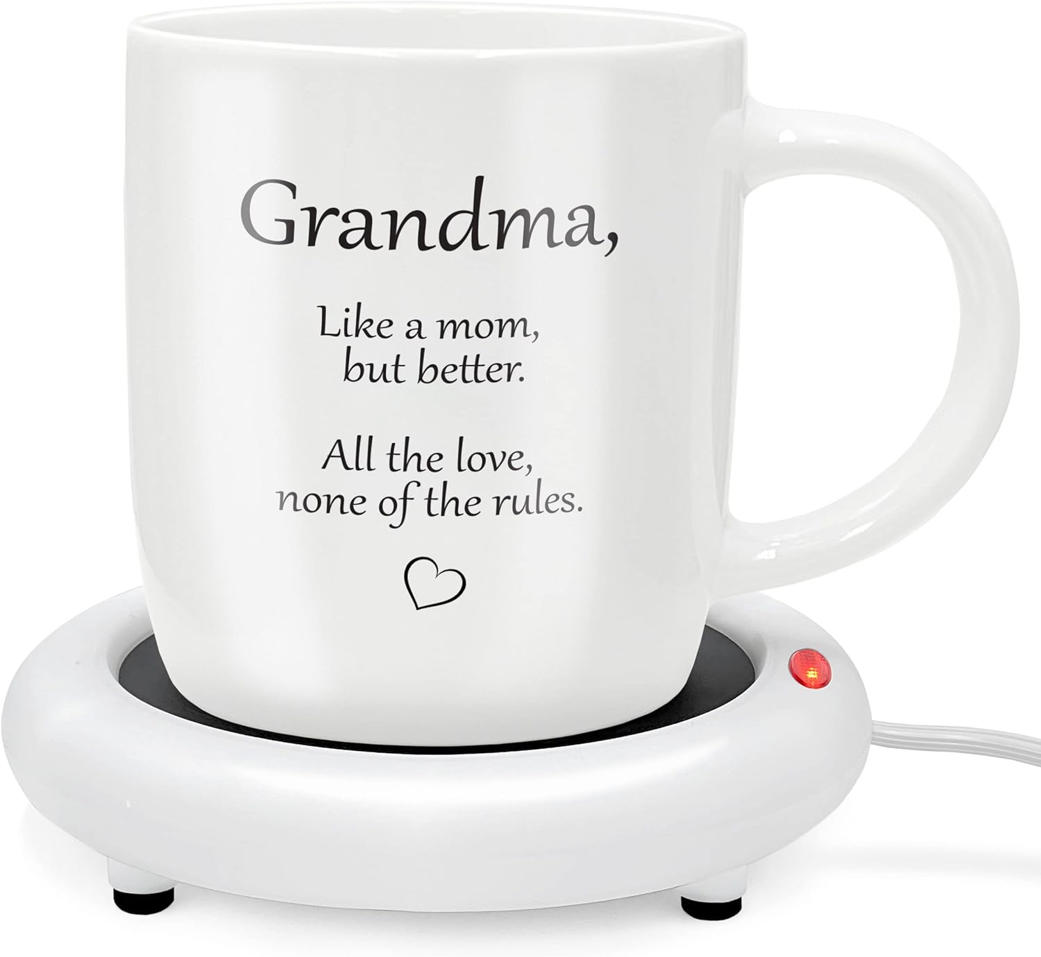 SoHo Funny Gift for Grandma, Coffee Mug with Warmer, Electric Heated Cup for Coffee Lover Gifts for Birthday/Christmas, 12oz (Gift Boxed)