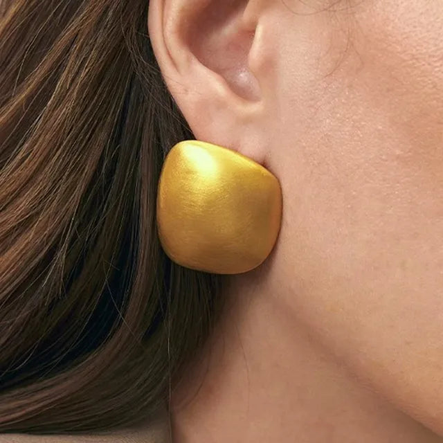 Gold Color Metal Rings Irregular Geometric Wide Noodle Finger Fing for Women Jewelry Retro Light Luxury  New Gift Accessorie