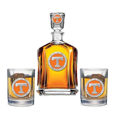 University of Tennessee Capitol Decanter with 2 Glasses