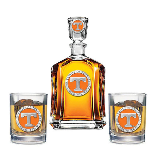 University of Tennessee Capitol Decanter with 2 Glasses