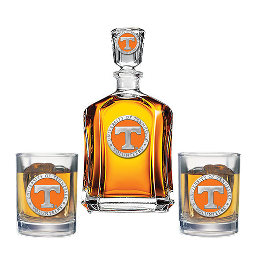 University of Tennessee Capitol Decanter with 2 Glasses