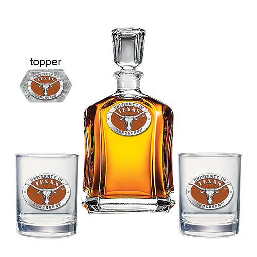 University of Texas at Austin Decanter with 2 Glasses