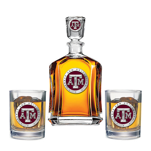 Texas A&M University Capitol Decanter with 2 Glasses