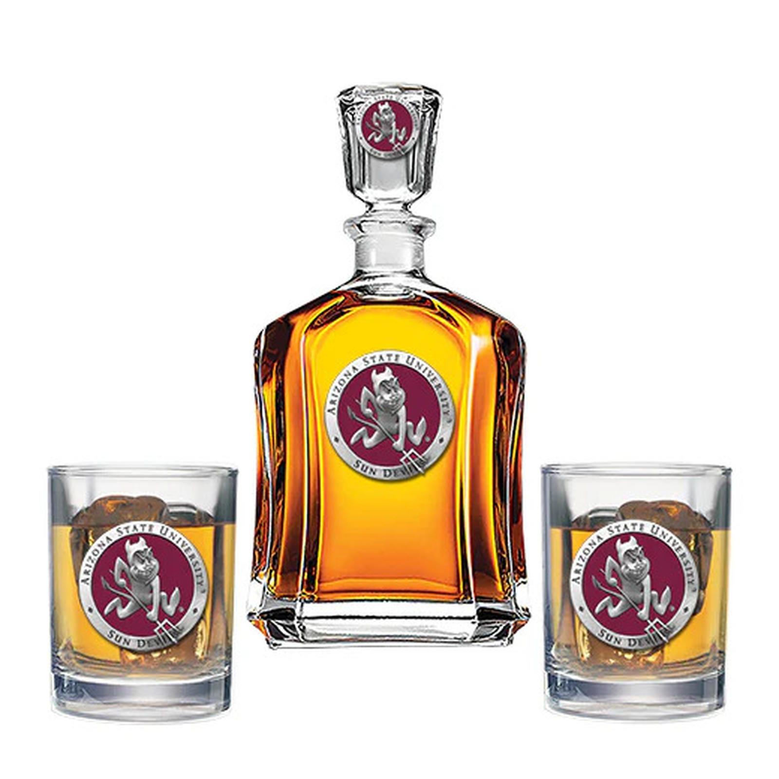 Arizona State University Sparky Logo Capitol Decanter with 2 Glasses