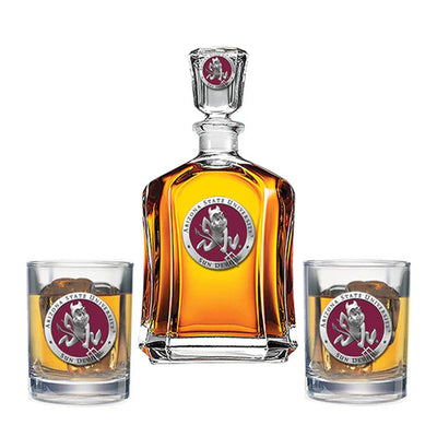 Arizona State University Sparky Logo Capitol Decanter with 2 Glasses