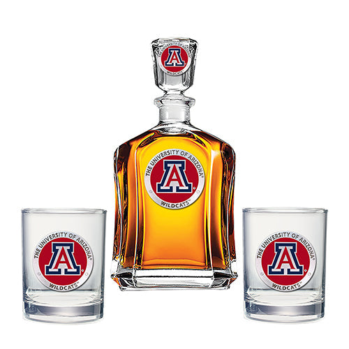 University of Arizona Capitol Decanter with 2 Glasses