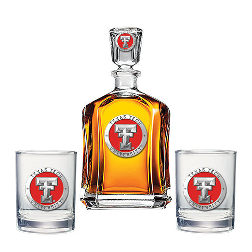 Texas Tech University Capitol Decanter with 2 Glasses