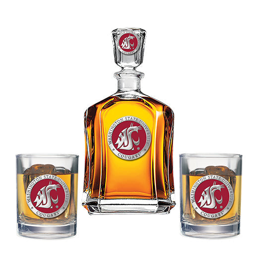 Washington State University Capitol Decanter with 2 Glasses
