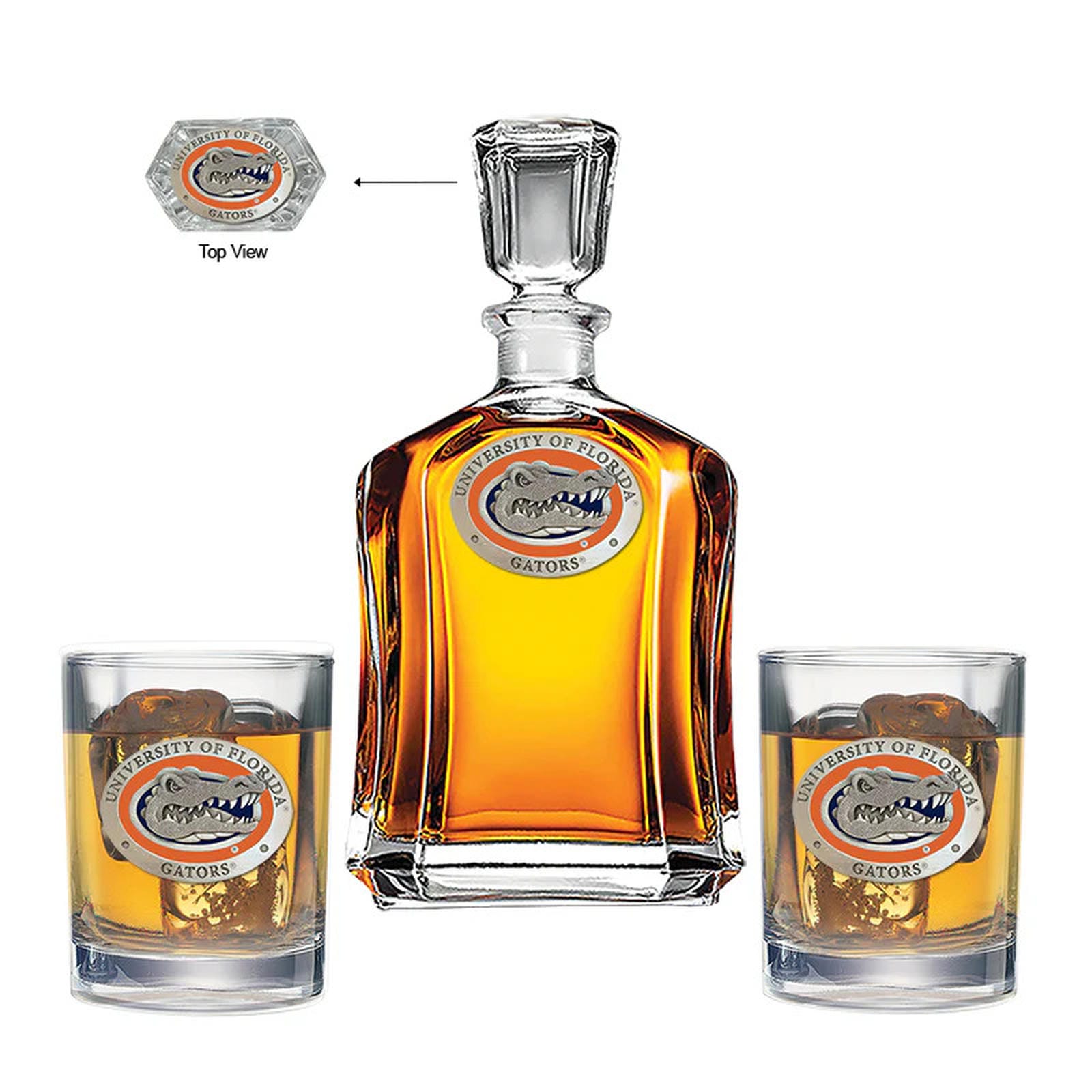 University of Florida Capitol Decanter with 2 Glasses