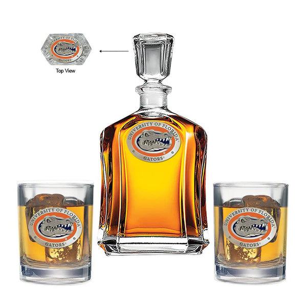 University of Florida Capitol Decanter with 2 Glasses