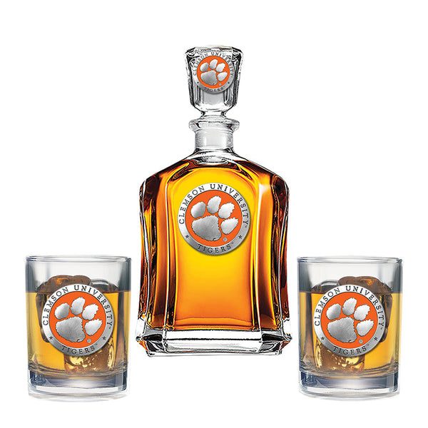 Clemson University Capitol Decanter with 2 Glasses