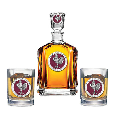 Virginia Tech University Hokies Capitol Decanter with 2 Glasses