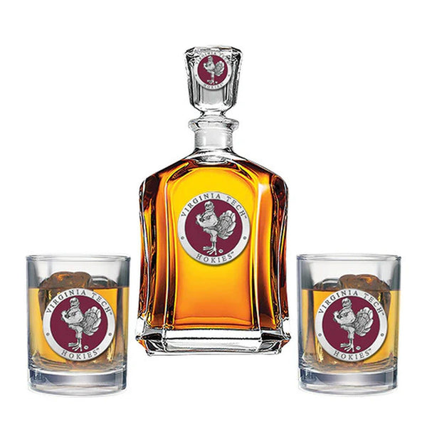Virginia Tech University Hokies Capitol Decanter with 2 Glasses