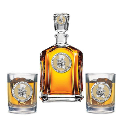 Wake Forest University Capitol Decanter with 2 Glasses