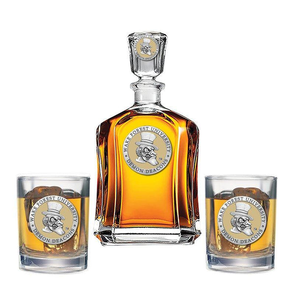 Wake Forest University Capitol Decanter with 2 Glasses