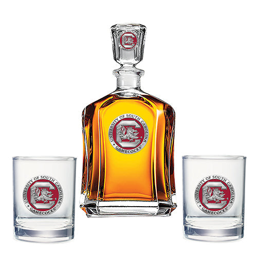 University of South Carolina Capitol Decanter with 2 Glasses