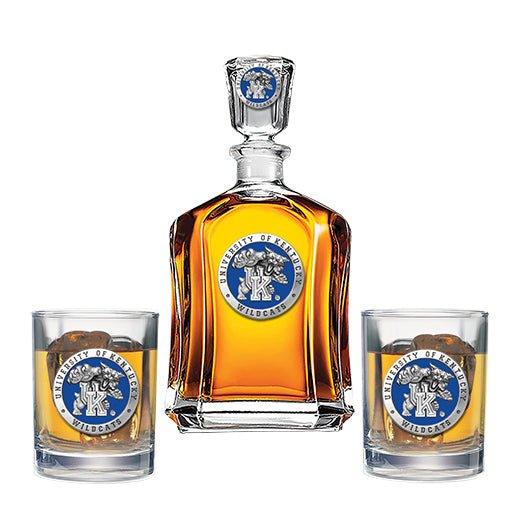 University of Kentucky Capitol Decanter with 2 Glasses