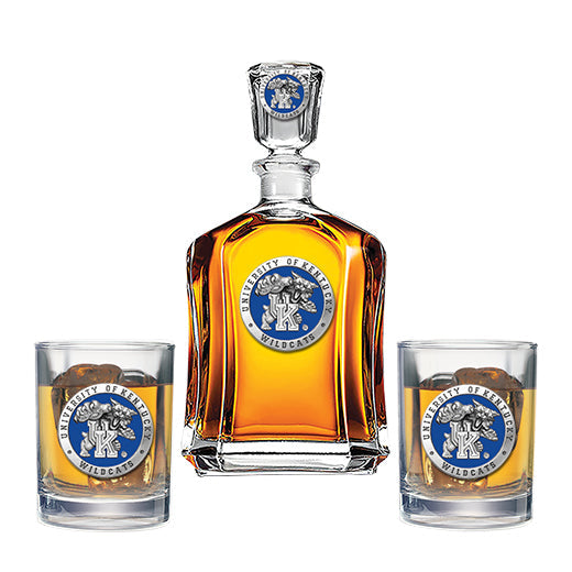 University of Kentucky Capitol Decanter with 2 Glasses