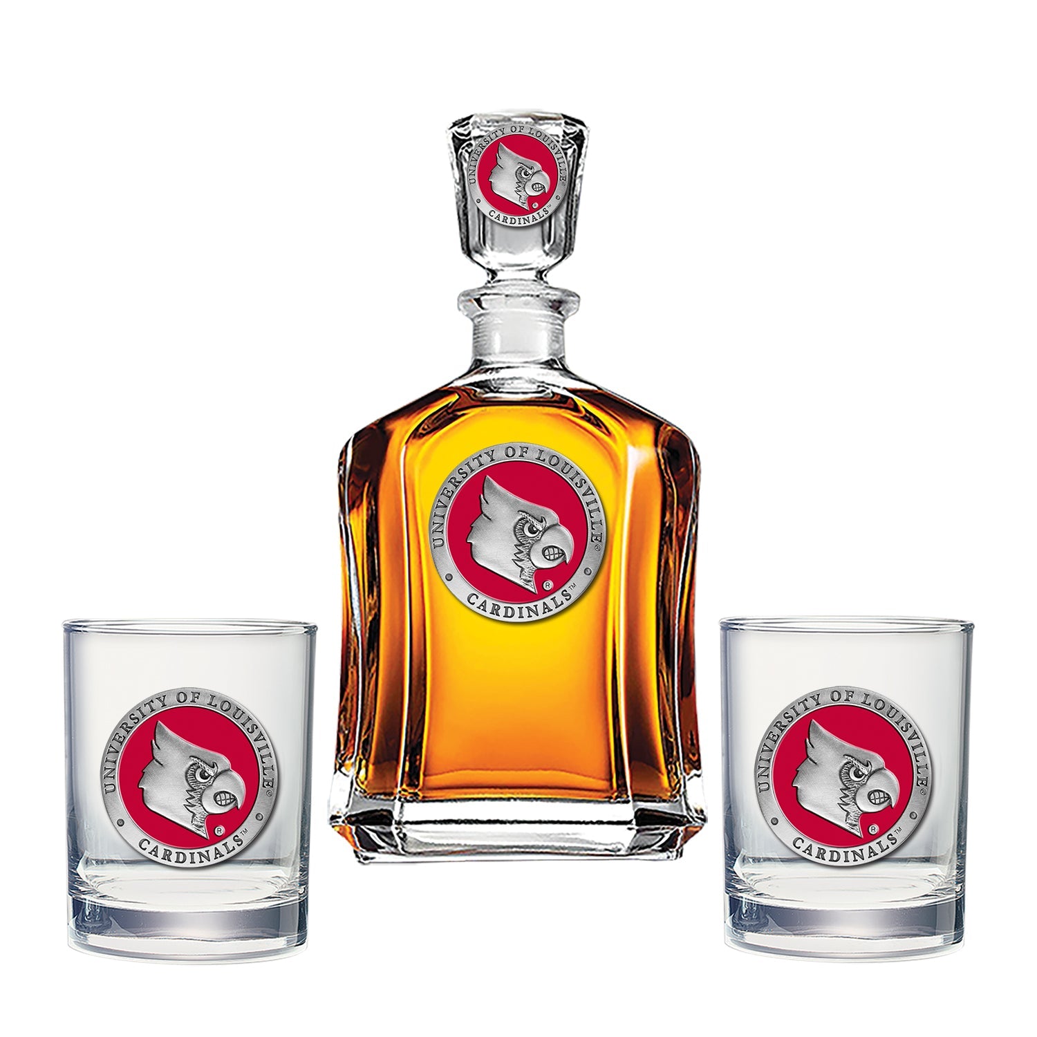University of Louisville Capitol Decanter with 2 Glasses