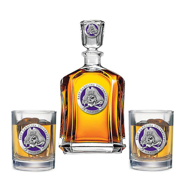 East Carolina University Capitol Decanter with 2 Glasses