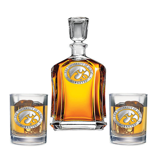 The University of Iowa Capitol Decanter with 2 Glasses