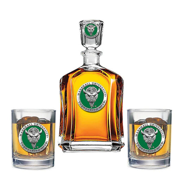 Marshall University Capitol Decanter with 2 Glasses
